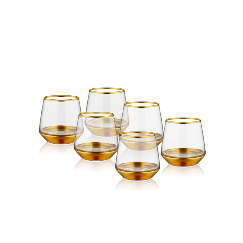 Prattville 445ml Handmade Drinking Glass Set, Gold