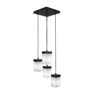 Karson 4 Light Cord Hung Cluster Pendalier Shown In Espresso Finish With 4" Square White Muslin Glass