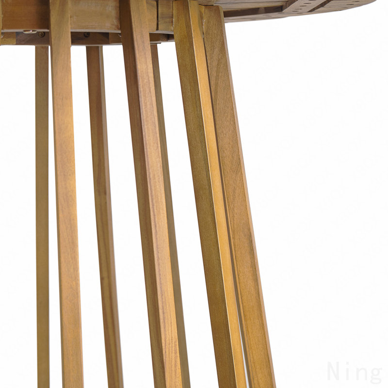 Ensemble de salle à manger d'extérieur en bois d'acacia 3 pièces avec coussins, parfait pour les petits patios et balcons