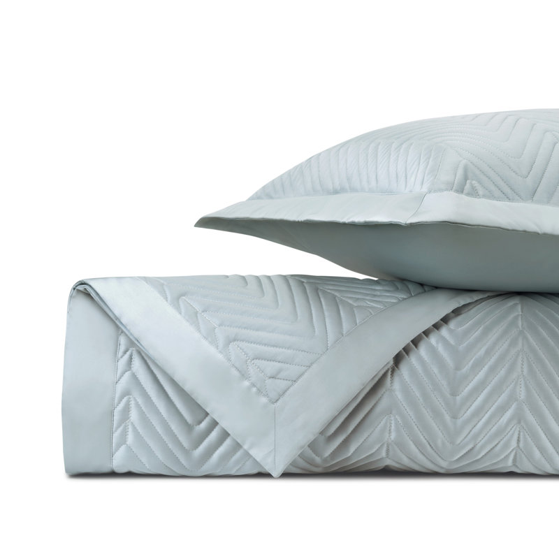 Charleston Quilted Sateen Coverlet Set, King Coverlet + 3 Euro Shams, Sion Blue