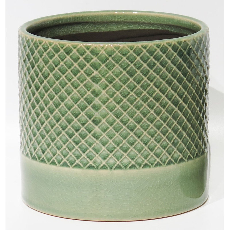Ceramic Pot Planter, Green, 5.9" H x 6.5" W x 6.5" D