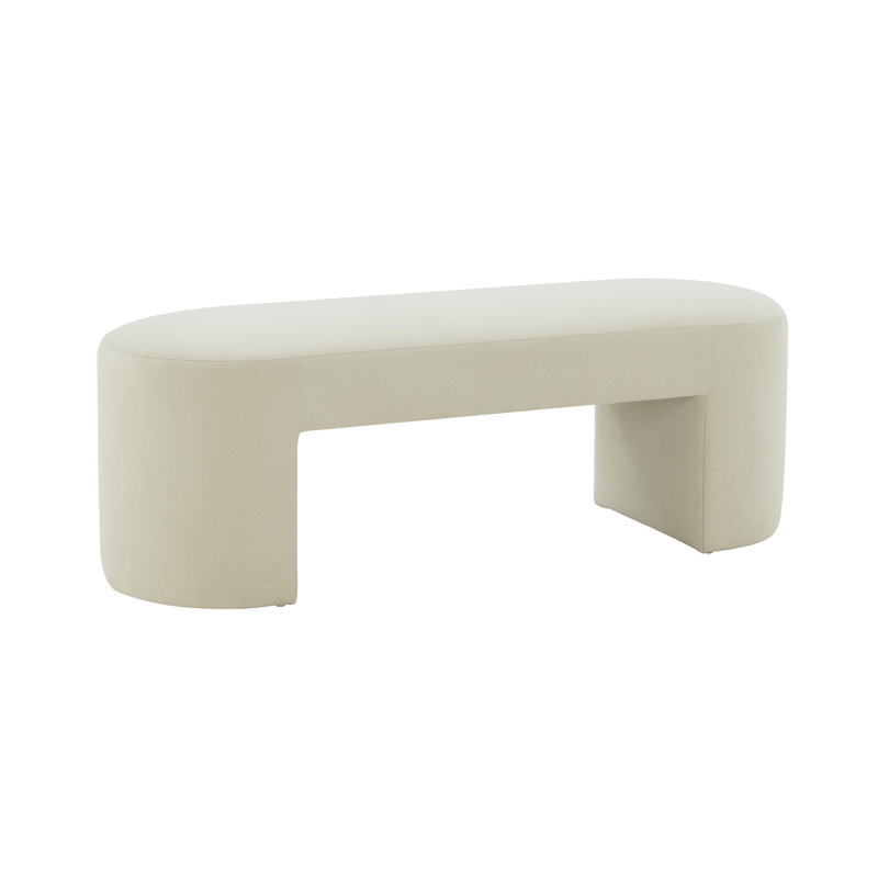 Hobson 51" Cream Velvet Bench with Solid Pine Legs