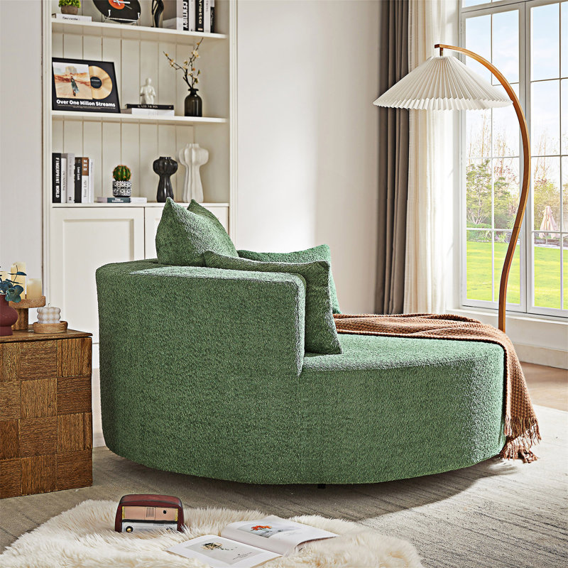 Swivel Round Sofa Chair With Removable Pillows, Green