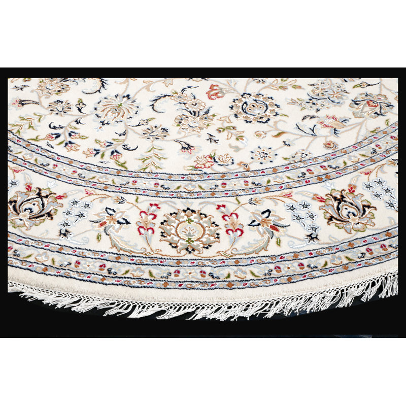 Walton Hand-Knotted High-Quality Cream/Yellow/Blue/Red Round Area Rug
