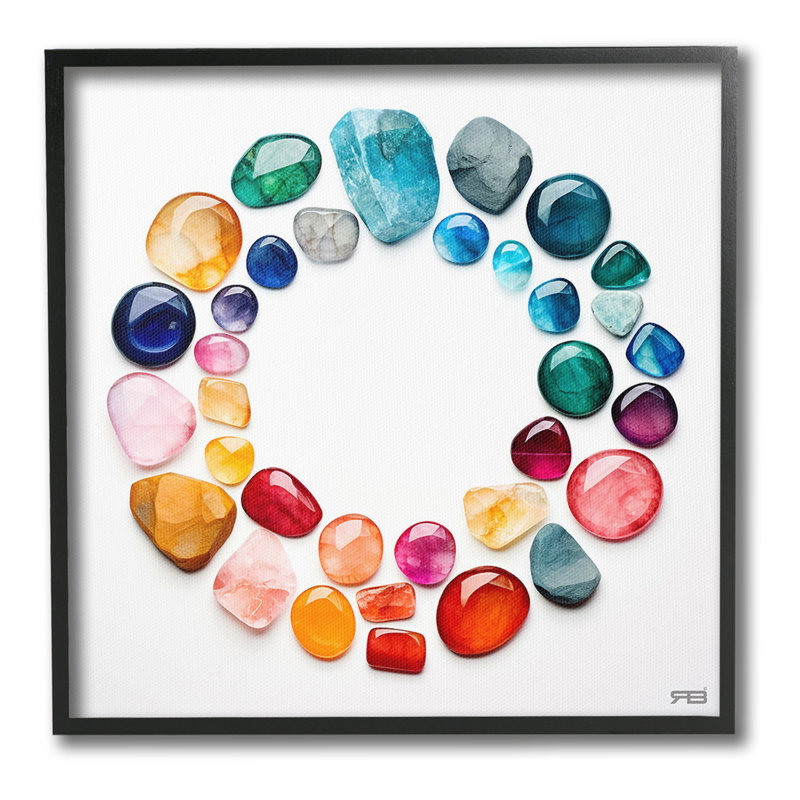 "Gradient Gemstones In Circle" par RB sur toile, Giclée encadrée noir minuit, H 24 po x l 24 po