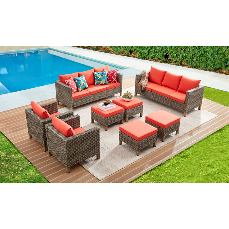 Duponta 12 - Person Patio Conversation Set with Cushions, Orange