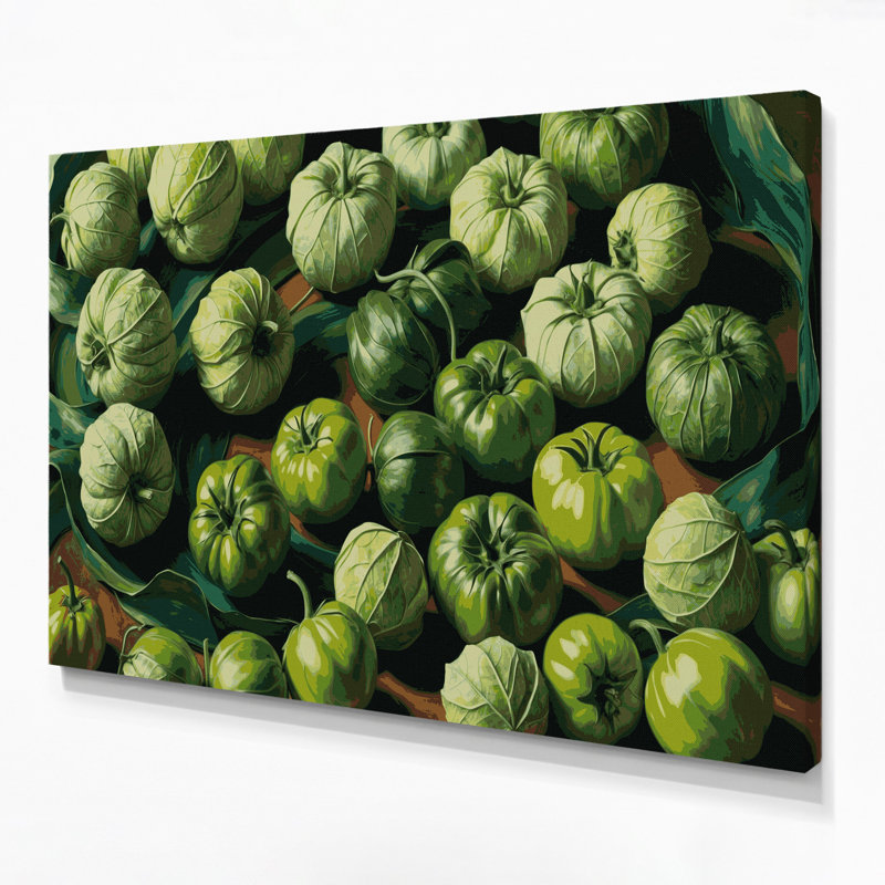 Art mural sur toile vert légumes Tomatillo, H 20 po x l 24 po