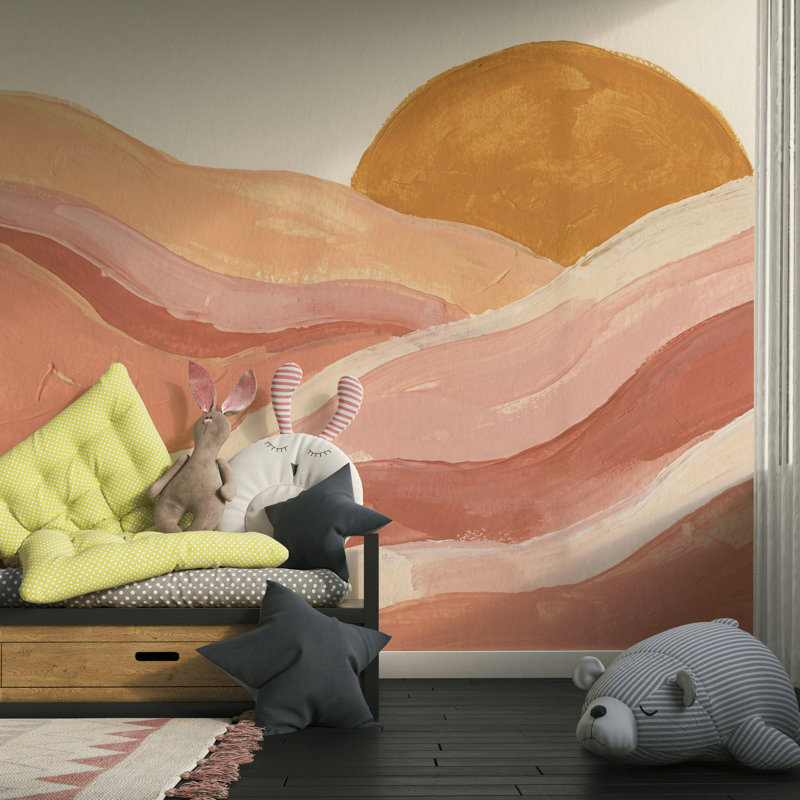 Papier peint abstrait soleil, Non tissé non collé, 140" x 108"