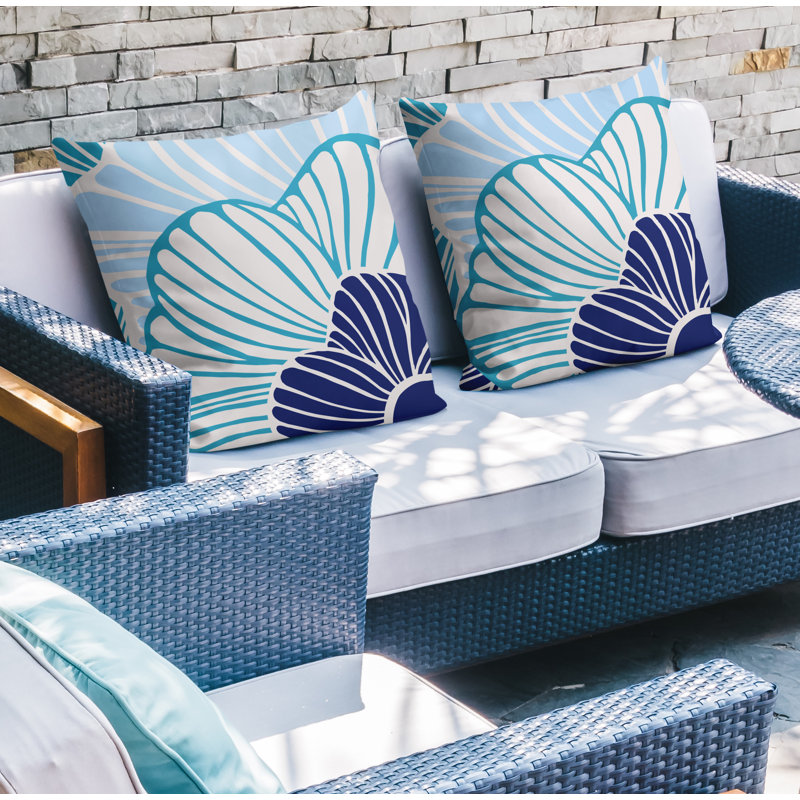 Housse et insert de coussin décoratif intérieur / extérieur en mélange de polyester, L 15 po x H 15 po, Turquoise
