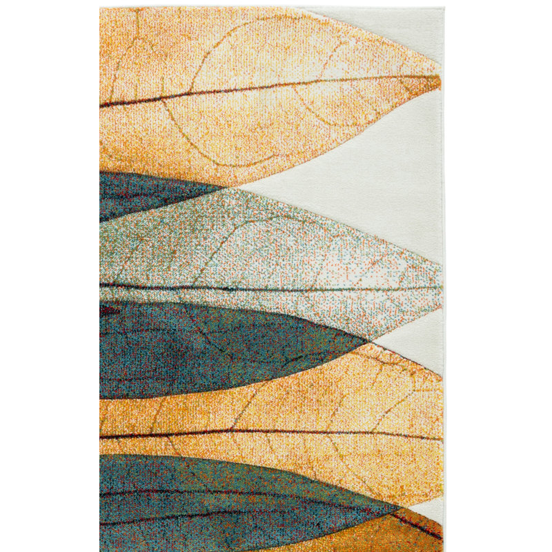 Jeromie Performance Floral Rug, Rectangle 5'3" x 7'6", Orange/Black/Ivory
