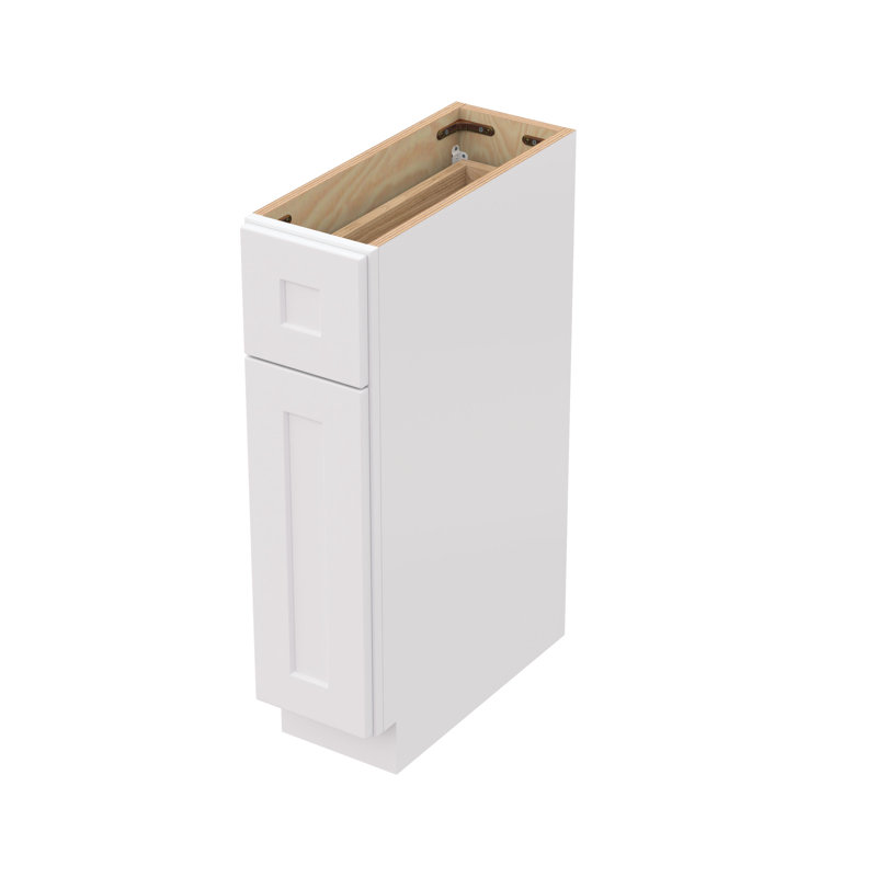 White Solid Wood Single Door Cabinet For Compact Rooms - 9" Wx34.5 Hx24 D, And , Quiet Closing