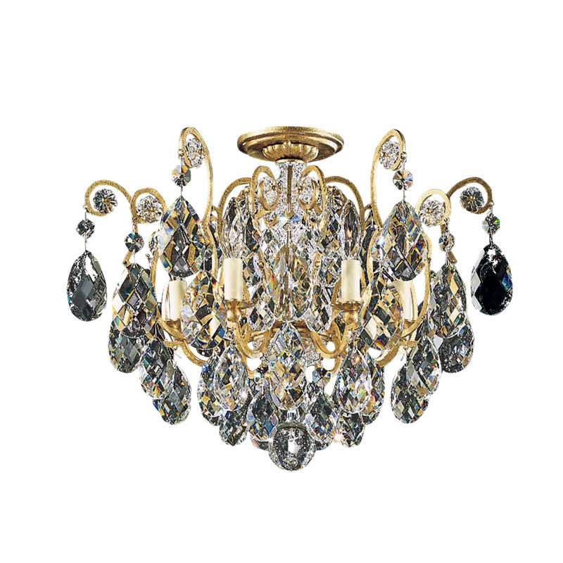 Renaissance 6 - Light Semi Flush Mount, Antique Silver, Clear Heritage