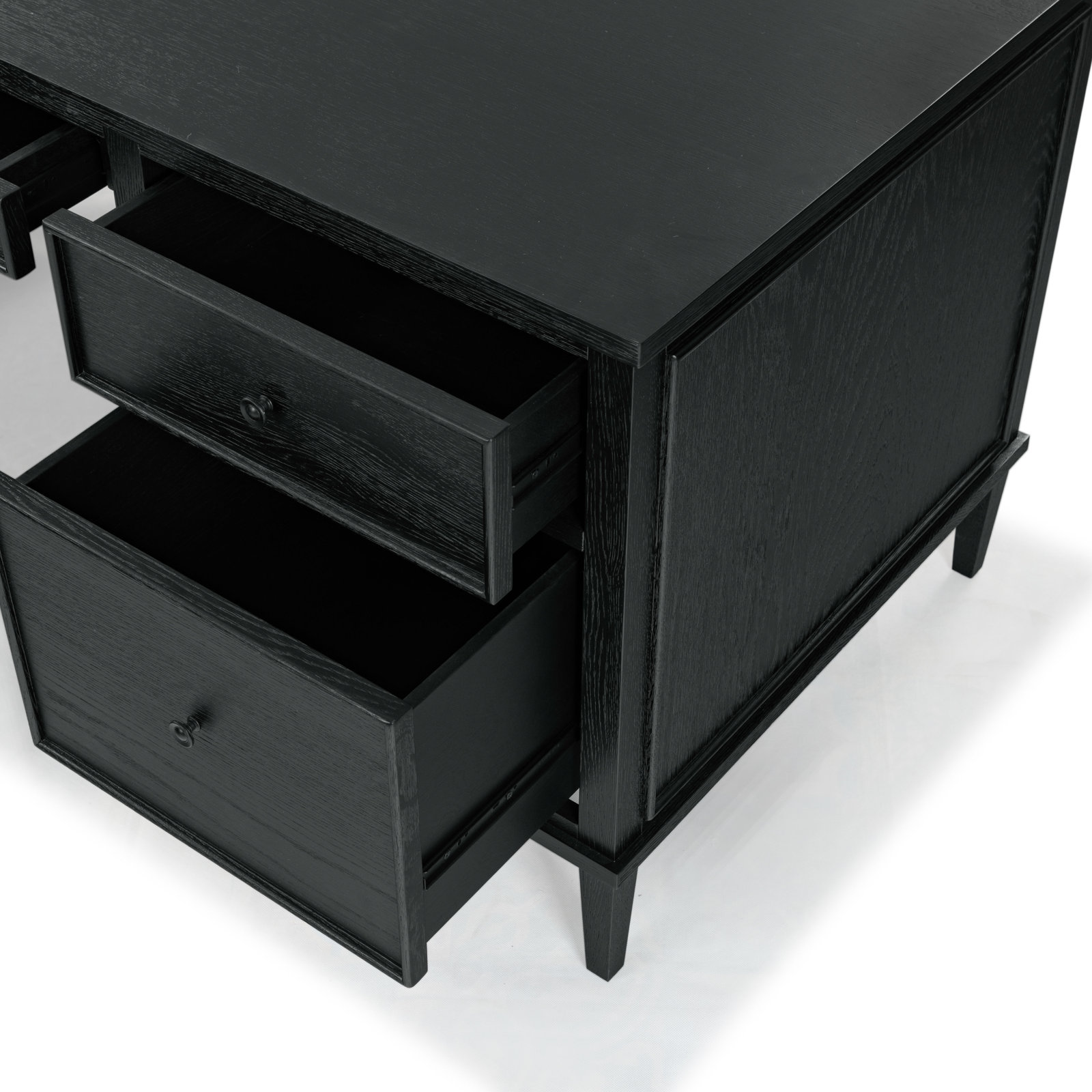 Nantwich 5 Drawer Wood Desk, Black