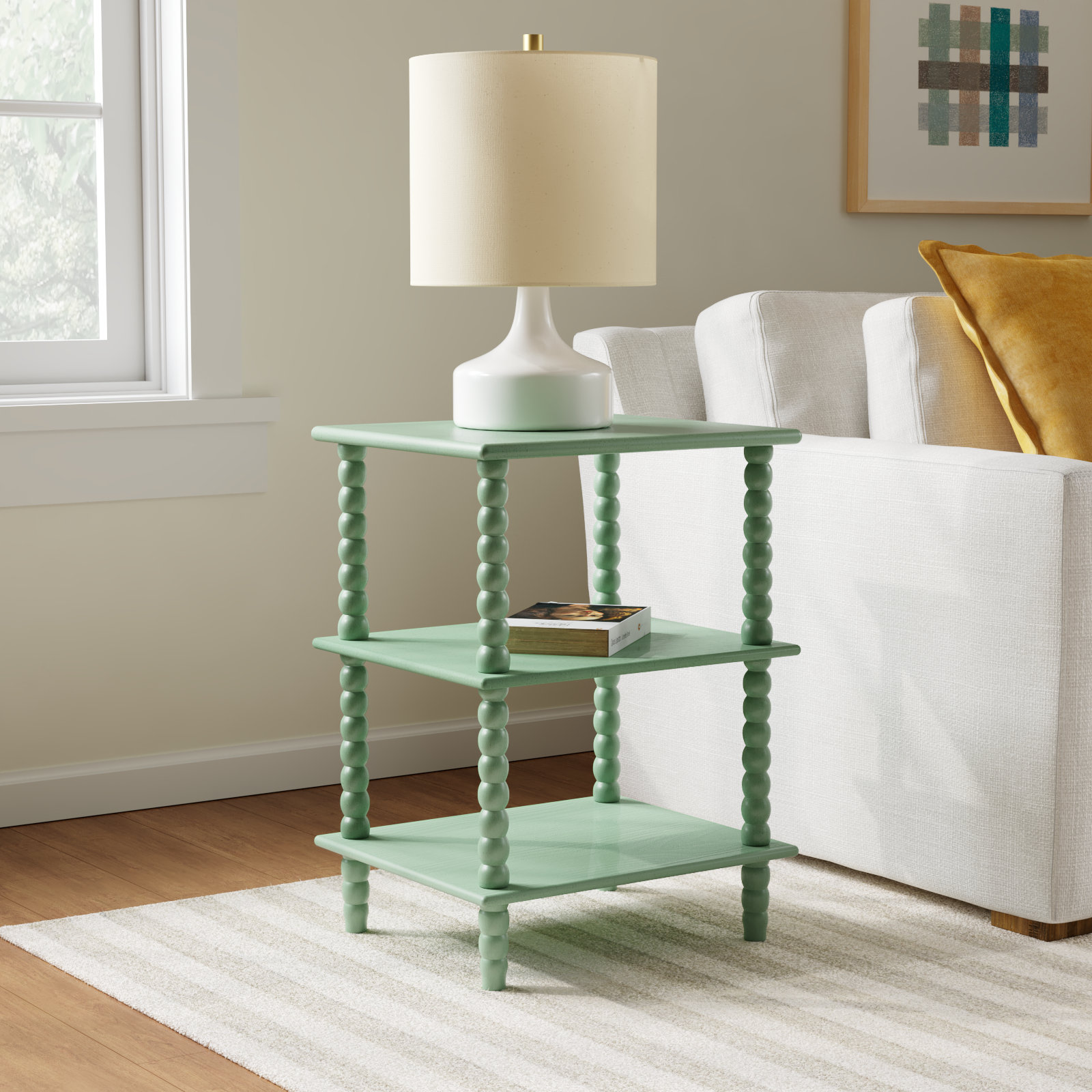 Netta 16" Pine End Table, Sage
