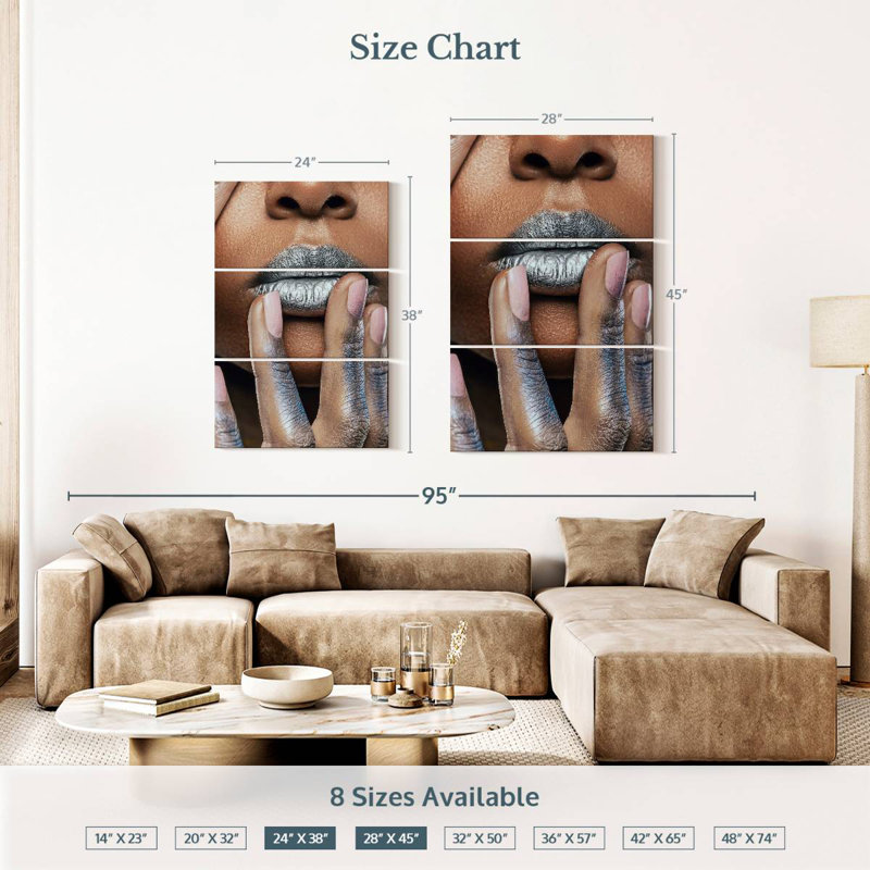 Shuttleworth Metallic Silver Lips, 38" H x 24" W
