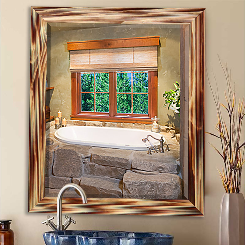 Miroir de salle de bain Kerber, H 31 po x l 27 po, Bois naturel