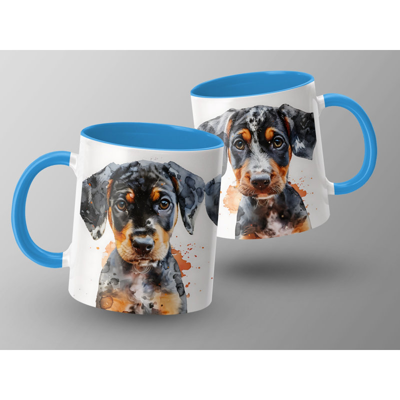 11oz Watercolour Doberman Puppy Design Coffee Mug, 2