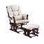 Luxueux fauteuil coulissant rembourré avec repose-pieds en microfibre beige