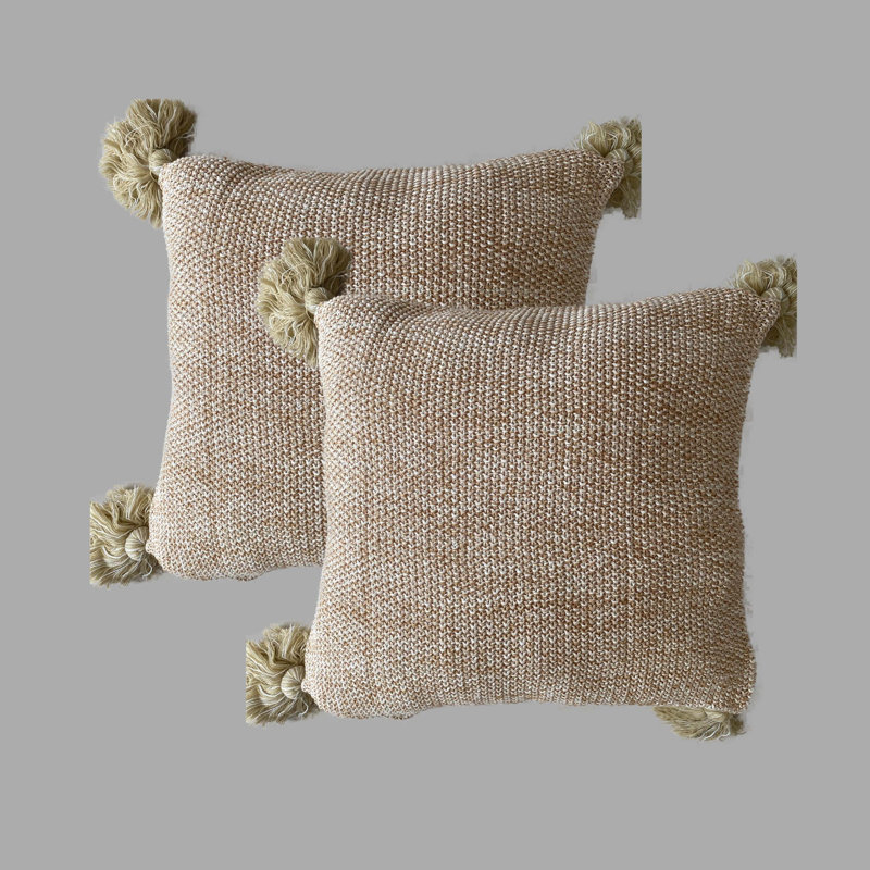  Housse de coussin 100% coton, Moutarde / blanc