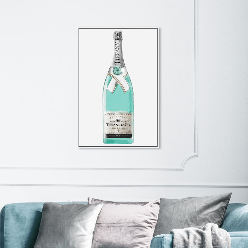 «Drinks and Spirits Priceless Champagne Bottle» par Oliver Gal, impression sur toile, Cadre blanc, H 36 po x l 24 po