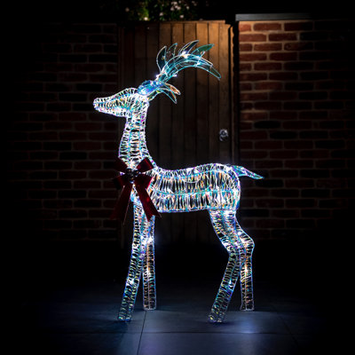 Iridescent Standing Reindeer With 70 White LEDs
