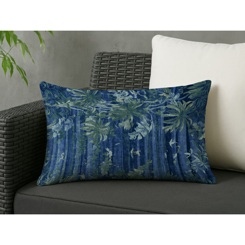 Coussin décoratif intérieur et extérieur Modern, Floral gris 1, Rectangle H 14 po x l 20 po