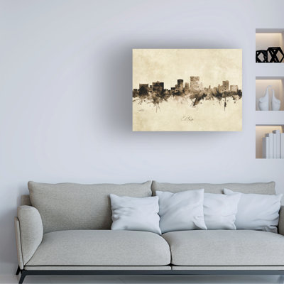 Michael Tompsett 'El Paso Texas Skyline Vintage' Canvas Art -  Latitude Run®, C00EDABA30BB4A7FBE801DDB6F846D28