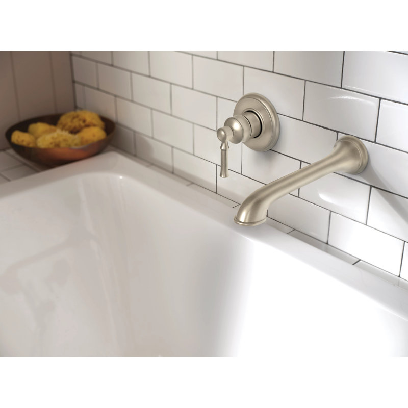 Dartmoor Single Handle Wall Mount Tub Filler High Flow Tub Faucet with 10" Spout Reach, Brushed Nickel