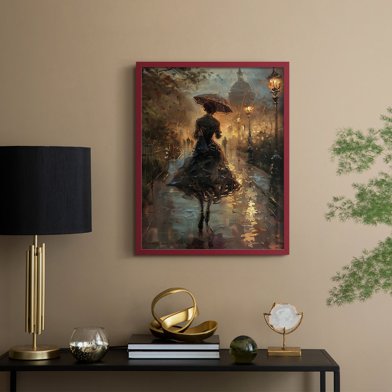 Reproduction encadrée WOMEN Series DCLXVII - bois massif, H 11 po x l 9 po, Rouge