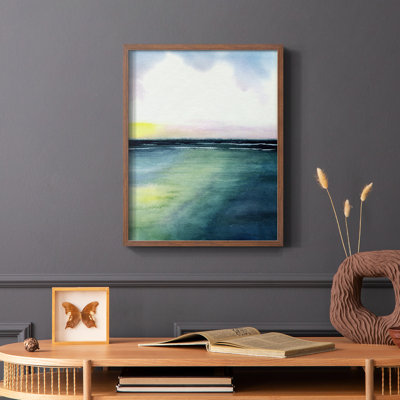 Sherbet Sunset Diptych II Framed Print - Solid Wood
