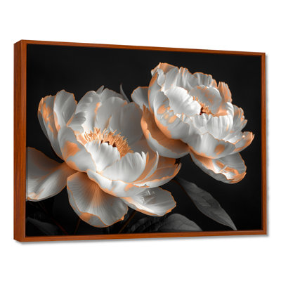 White Peach Glamour Luxury Pivoines II - pivoines, art mural