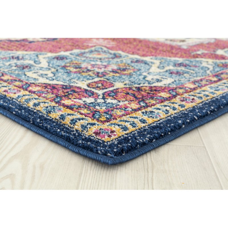Tapis oriental bleu / rouge Oriental, Rectangle 1 pi 10 po x 3 pi
