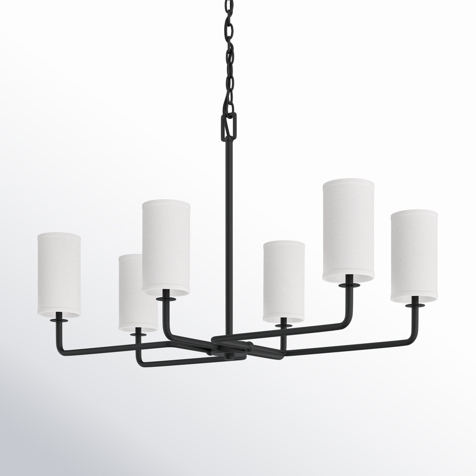 6 - Light Dimmable Chandelier, Matte Black