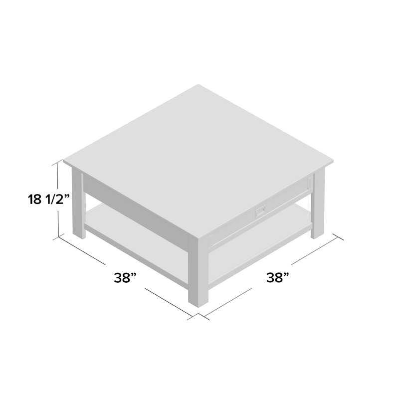 Farmhouse Gray 38" Square Acacia Wood Coffee Table with Storage
