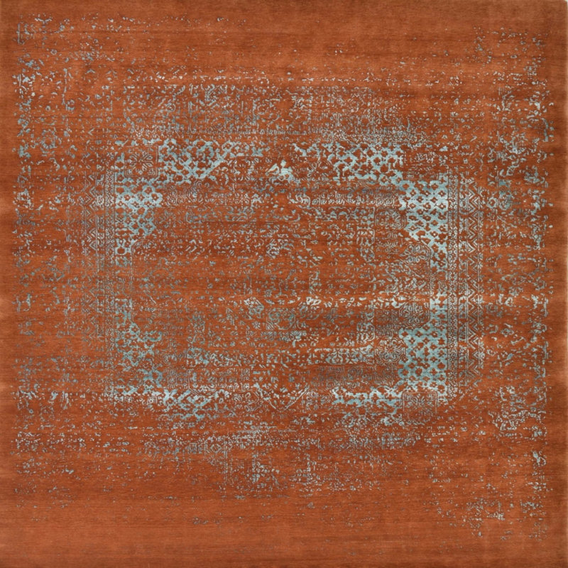 Tapis brun à motif oriental, Carré 7 pi