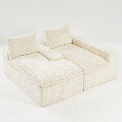 Modular Turtle Velvet Sofa With Twin-seat & Chaise Lounge, Tool-free Convertible L-shape/straight Shape