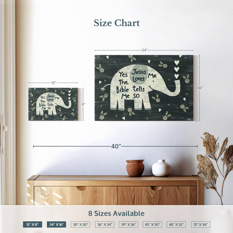 Tergel Jesus Loves Me Elephant, H 16 po x l 24 po