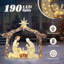 Crèche de Noël extérieure de 1,80 m avec 190 lumières DEL et toit brun-717421535