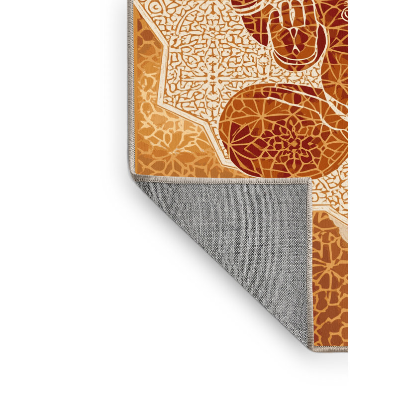 Tapis marocain d'inspiration mondiale lavable à la machine - reliure beige, 3 X 5