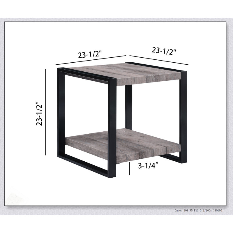 Table de bout contemporaine avec tablette de rangement, finition brun rustique pour le salon, meubles en bois