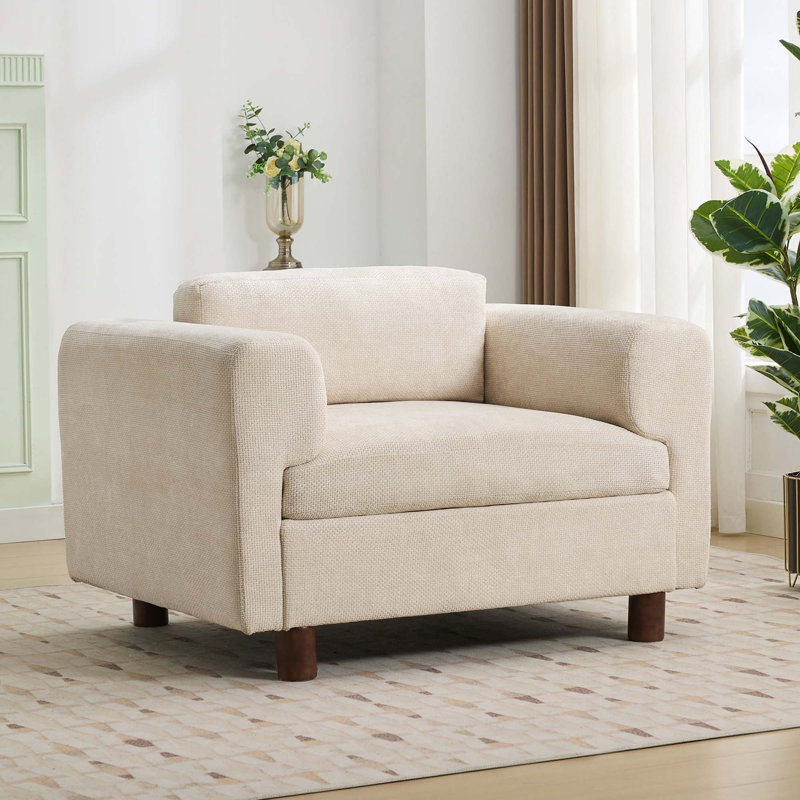 Fauteuil d'appoint moderne surdimensionné et confortable, Beige