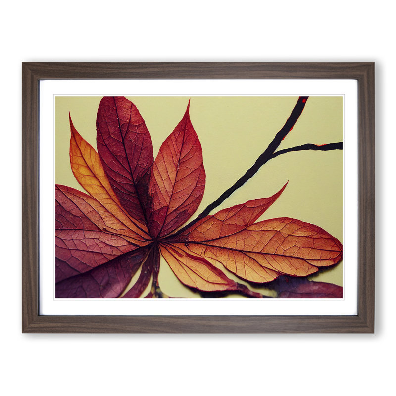 Autumn Leaf Vol.3 - Single Picture Frame Print, 34cm H x 46cm W x 2cm D, Walnut Framed