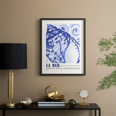Affiche d'exposition La Mer I, reproduction encadrée - bois massif