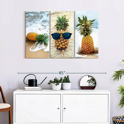 Ensemble de 3 pièces d'ananas sur toile