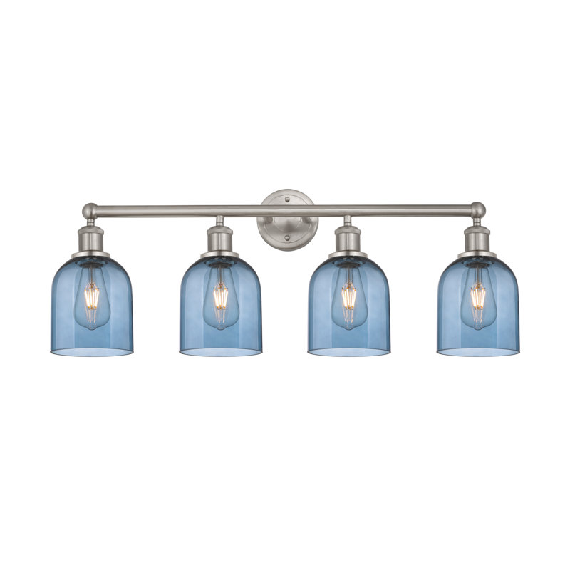 Éclairage pour salle de bain 4 lumières Bella, Bleu princesse, Nickel satiné brossé