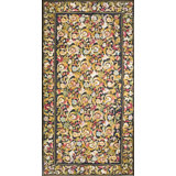 European Floral Design Black Antique Oversize Flat Woven French Needlepoint Rug