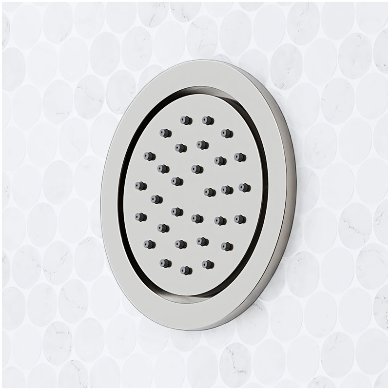 Sefina Thermostatic Shower System with 3 Body Sprays and Hand Shower - Brushed Nickel, Brushed Nickel