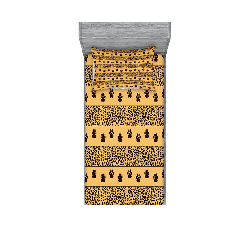Drap-housse et coussin décoratif Ambesonne Safari brun foncé sable brun, Ensemble de draps pour lit simple + 3 pièces supp
