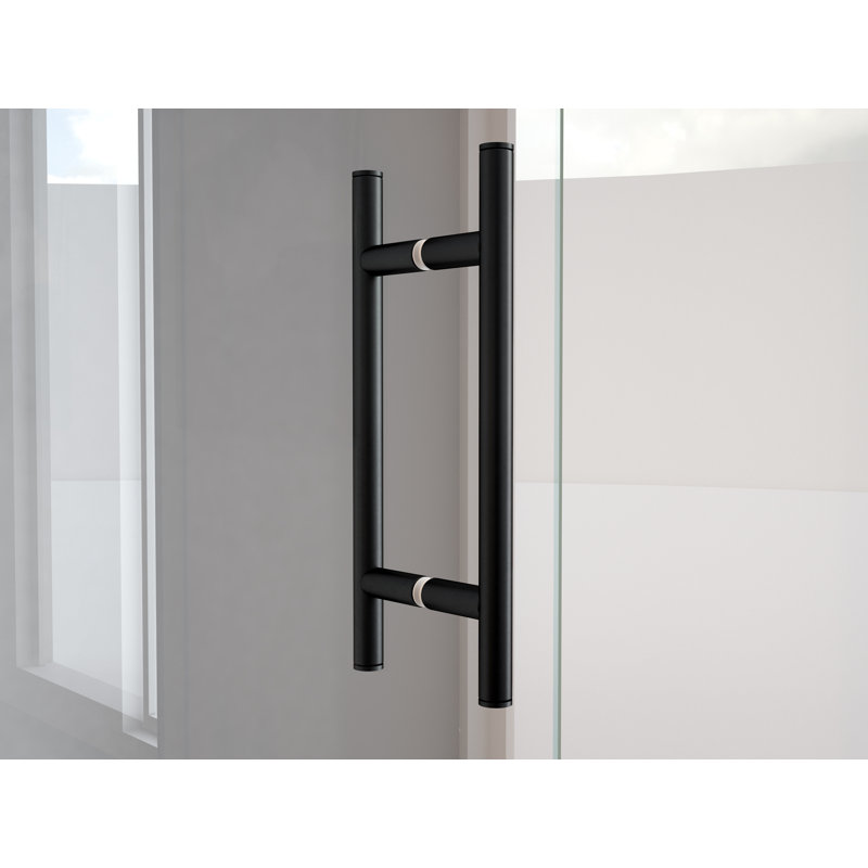 Illusion Series 46.25'' - W x 70'' H Hinged Door Frameless Shower Door with No, Matte Black