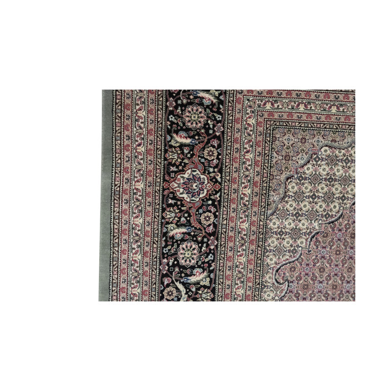 Hand-Knotted High-Quality Light Green and Black Area Rug